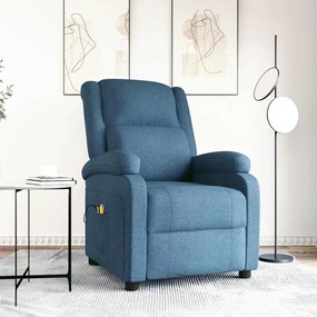 vidaXL Poltrona de massagens elétrica tecido azul