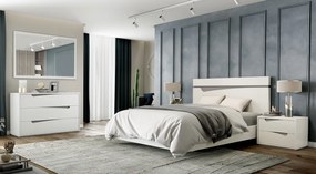 Quarto IGOR (cama + 2x mesa cabeceira + comoda + espelho) - Madeira / Folha de Madeira, carvalho natural
