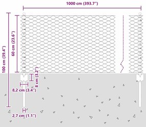 Postes de Cerca 5 pcs U-Channel 60 cm Aço Galvanizado