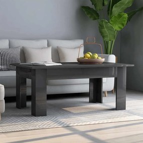 vidaXL Mesa de centro 100x60x42 cm contraplacado cinzento brilhante