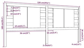 Cabeceira de cama 126x4x100 cm pinho maciço preto