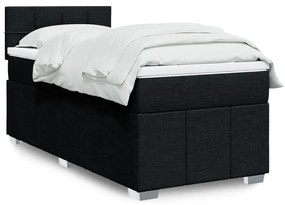 vidaXL Cama com molas/colchão 90x200 cm tecido preto