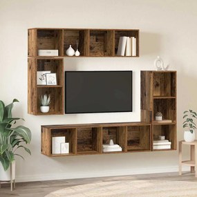 vidaXL Conjunto de móvel de TV 4 pcs Madeira antiga Madeira processada