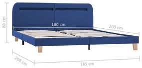 Estrutura de cama com LED em tecido 180x200 cm azul