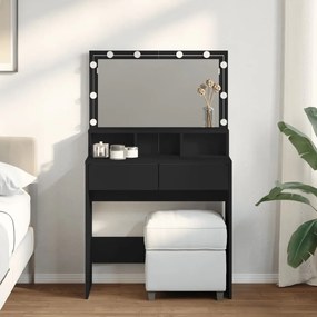 Toucador com LED 80x41x134,5 cm preto