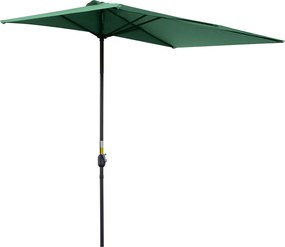 Outsunny Chapéu de Sol Semicircular 230x130x245 cm Chapéu de Sol para Parede com Manivela Proteção UV 30+ e Mastro Metálica Ø38 mm Verde | Aosom Portugal
