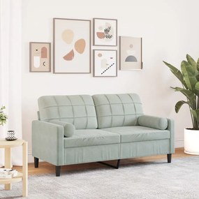 vidaXL Sofá 2 lugares + almofadas decorativas 140cm veludo cinza-claro