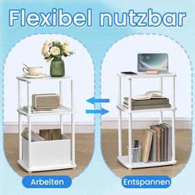 Mesa auxiliar com 3 prateleiras 30 x 34 x 58 cm branco