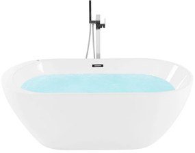 Banheira autónoma com hidromassagem e LEDs em acrílico branco 170 cm NEVIS III Beliani