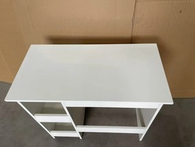 HOMCOM Secretária de Alto Brilho com 2 Prateleiras Abertas, 80 x 40 cm, Estilo Moderno, Branco | Aosom Portugal