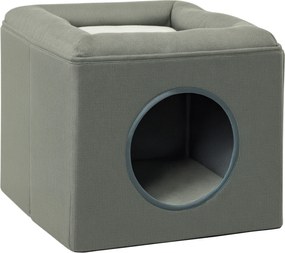 Casinha para gatos de 2 andares com almofada macia de pelúcia - 36,5 x 36,5 x 33 cm cinzenta