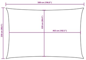 Para-sol estilo vela tecido oxford retangular 2,5x5 m vermelho