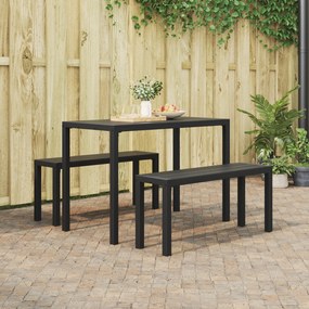 Conjunto de Jantar para o Jardim VidaXL com 3 Peças em Aço e WPC Preto