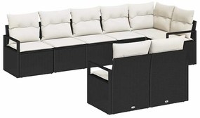 Conjunto de Sofá de Jardim de 8 Peças com Almofadas Pretas