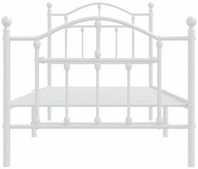 Estrutura de cama com cabeceira e pés 90x190 cm metal branco