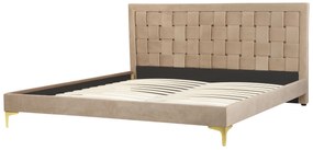 Cama de casal em veludo taupe 180 x 200 cm LIMOUX Beliani