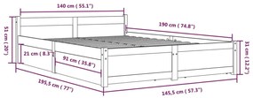 Estrutura de cama c/ gavetas 140x190 cm branco