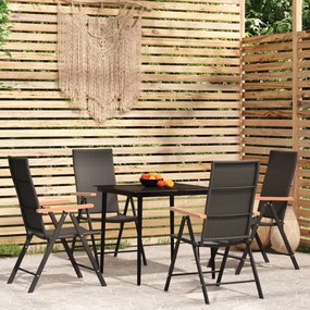 vidaXL 5 pcs Conjunto de jantar para jardim preto