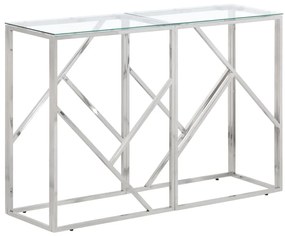vidaXL Mesa consola aço inoxidável e vidro temperado prateado