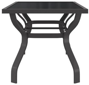 Mesa de jardim 180x80x70 cm aço e vidro cinza/preto