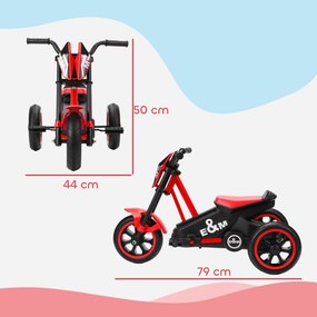 Triciclo para crianças, bicicleta de equilíbrio de 3 rodas com pedais para idades entre os 18 e os 36 meses, para uso no interior e no exterior, verme