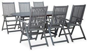 47278 vidaXL 7 pcs conjunto jantar exterior madeira acácia maciça cinzento