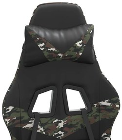 Cadeira gaming giratória couro artificial preto e camuflado