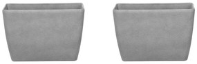 Conjunto de 2 vasos para plantas em pedra cinzenta clara 60 x 27 x 41 cm BARIS Beliani