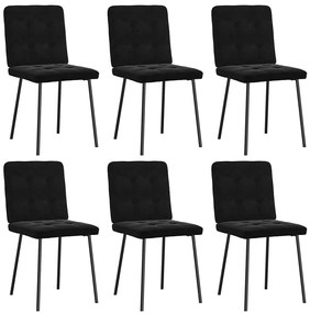 Cadeiras de jantar 6 pcs veludo preto