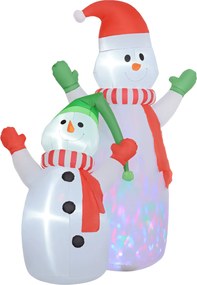 Boneco de Neve de Natal Insuflável, 190 x 110 x 240 cm, Luzes LED Integradas, Branco