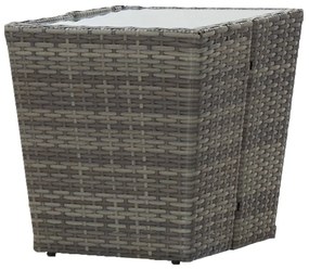 3 pcs conjunto de bistrô para jardim vime PE e vidro cinzento