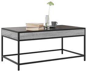 Mesa de centro luzes LED Infinity 90x50x41 cm cinzento sonoma