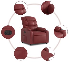 Poltrona reclinável couro artificial vermelho tinto