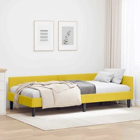 vidaXL Estrutura de Cama de Canto Amarelo 90 cm x 190 cm Veludo