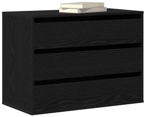 Chest of Drawers de Canto em Carvalho Preto 80x41x58 cm Madeira Engenh