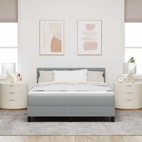Cama Box Spring com Colchão &amp; LED Cinza Claro 140x200 cm Tecido