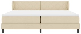 Cama Box Spring com Colchão Creme 200x200 cm Tecido