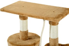 PawHut Árvore para gatos com Corda de Brincar Placa de Madeira e Reves