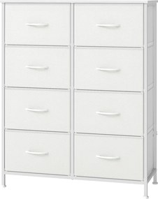 Cómoda com 8 gavetas forradas a tecido 30 x 76,7 x 95,2 cm Branco