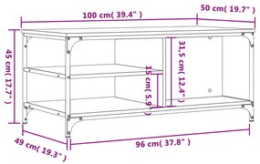 Mesa de centro 100x50x45 cm derivados madeira carvalho castanho