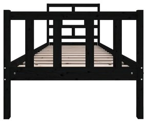 Estrutura de cama pequena solteiro 75x190 cm pinho maciço preto