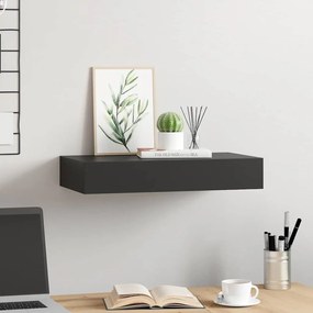 Prateleira de parede suspensa com gaveta 48x25x8 cm preto