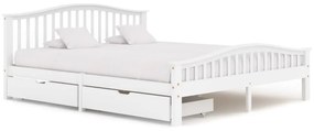 Estrutura de cama com 2 gavetas 180x200 cm pinho maciço branco