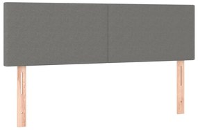 Cama box spring c/ colchão e LED 140x200 cm tecido cinza-escuro