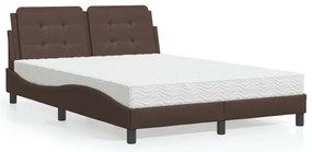 Cama com colchão 120x200 cm couro artificial castanho