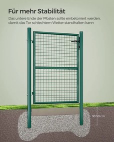 Portão de jardim em aço galvanizado 106 x 6 x 170 cm verde