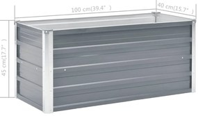 Canteiro elevado de jardim aço galvanizado 100x40x45cm cinzento