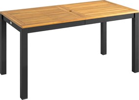 Outsunny Mesa de Jantar de Jardim em Madeira para 6 Pessoas com Tampo de Ripas e Orifício 150x75x75 cm Natural | Aosom Portugal