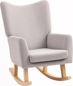 HOMCOM Poltrona de balanço em design retro, revestimento cotelê, madeira de seringueira, enchimento em espuma, encosto alto, poltrona estofada, Cinzento claro | Aosom Portugal