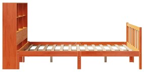 Cama c/ estante sem colchão 120x190cm pinho maciço castanho-mel